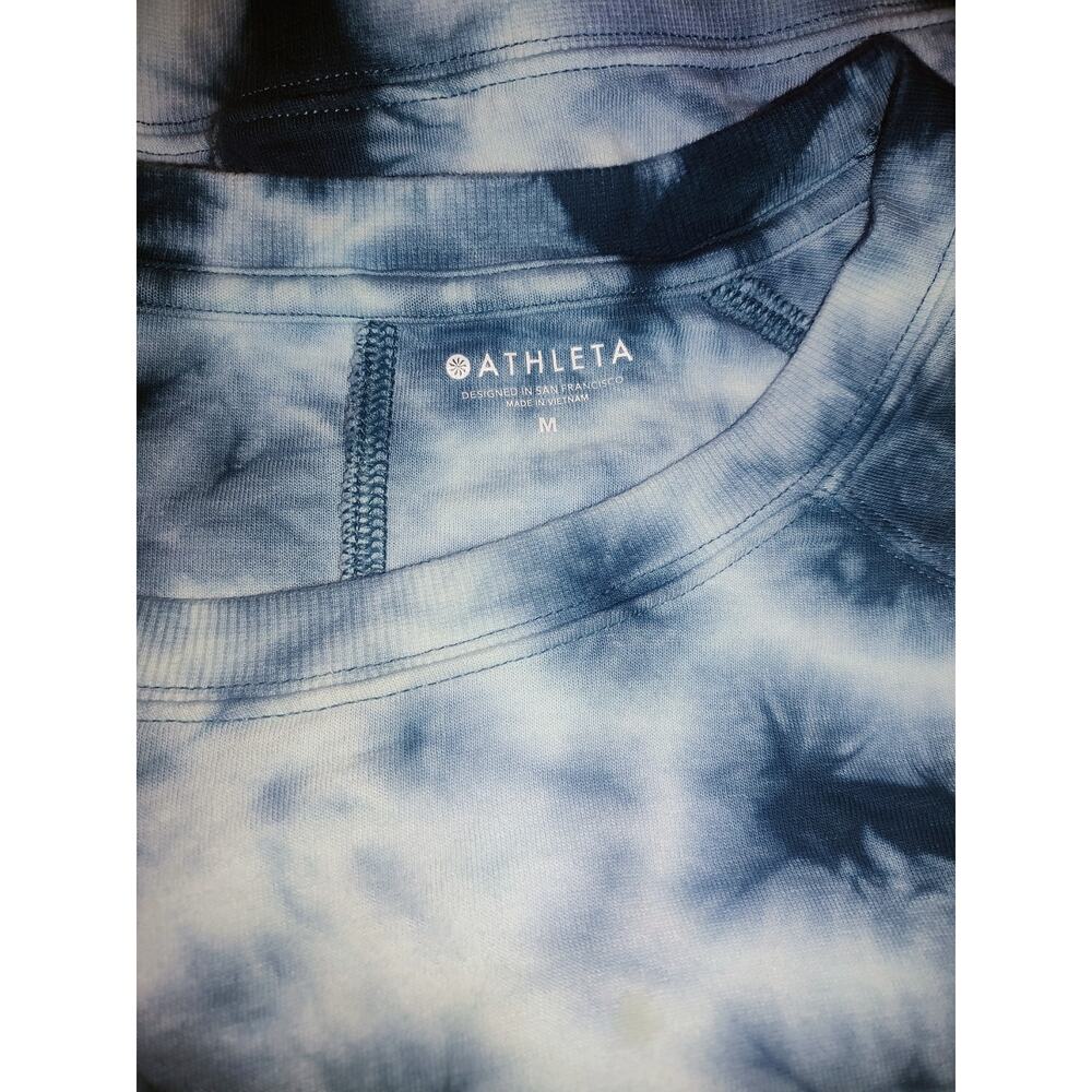 ATHLETA Blue Tie Dye Sundown Sweatshirt Tee Long Banded Long Sleves Cotton M - Picture 3 of 4